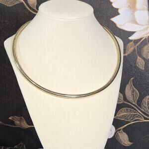 Vintage Gold Tone Serpentine Snake Rope Choker Statement Necklace 18"